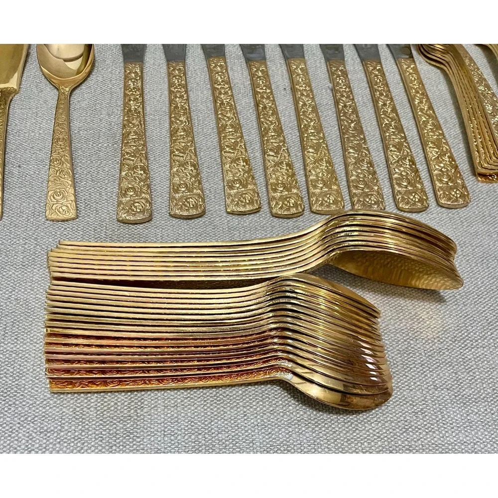 Vtg CELLINI ROMANESQUE Set of 8 Flatware 1 Pc MISSING W/ Butter Sugar Spoon Case